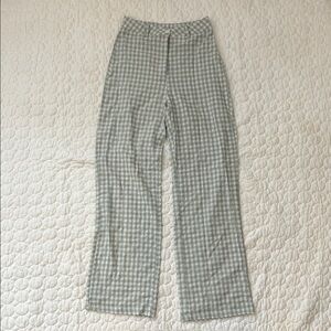 Green Gingham Linen Pants